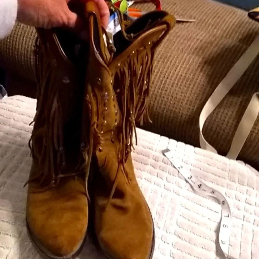 Vintage Durango leather fringe boots
